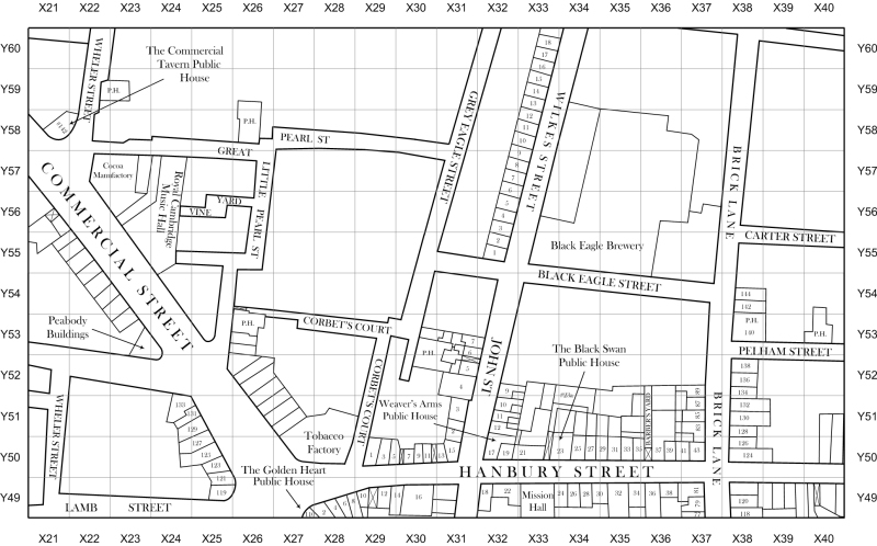 Jack the Ripper map of Spitalfields and Whitechapel 1888 section 2