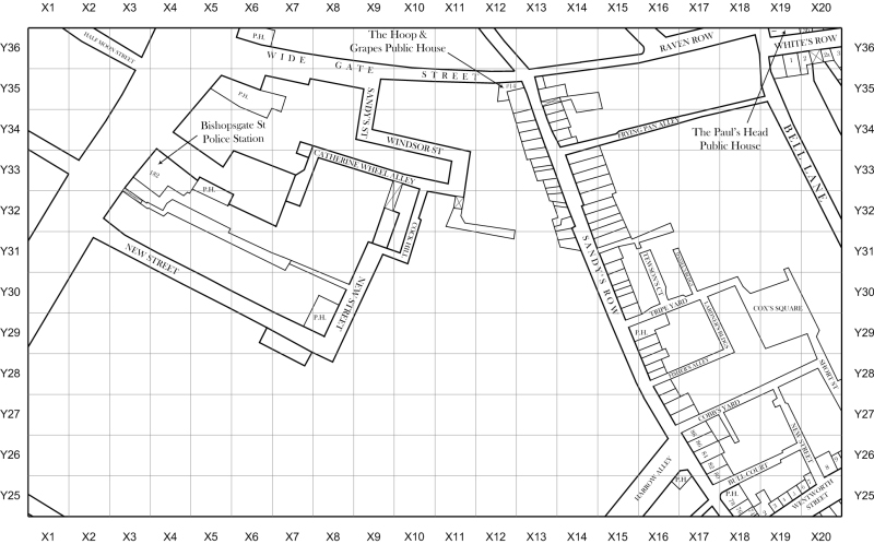 Jack the Ripper map of Spitalfields and Whitechapel 1888 section 11