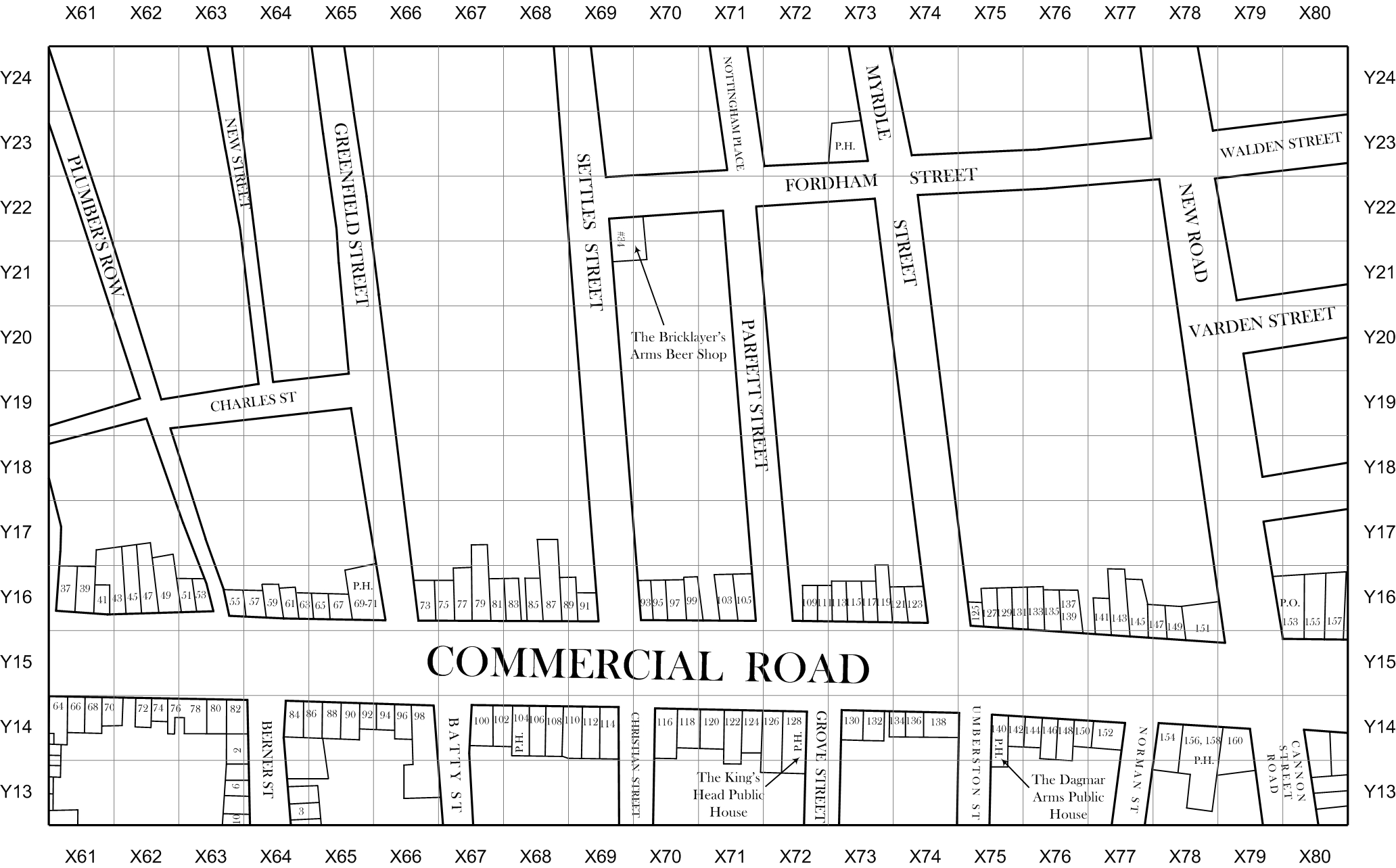 Jack the Ripper map of Spitalfields and Whitechapel 1888 section 19