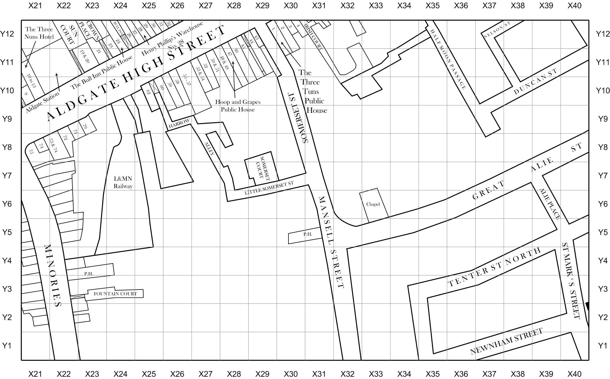 Jack the Ripper map of Spitalfields and Whitechapel 1888 section 22