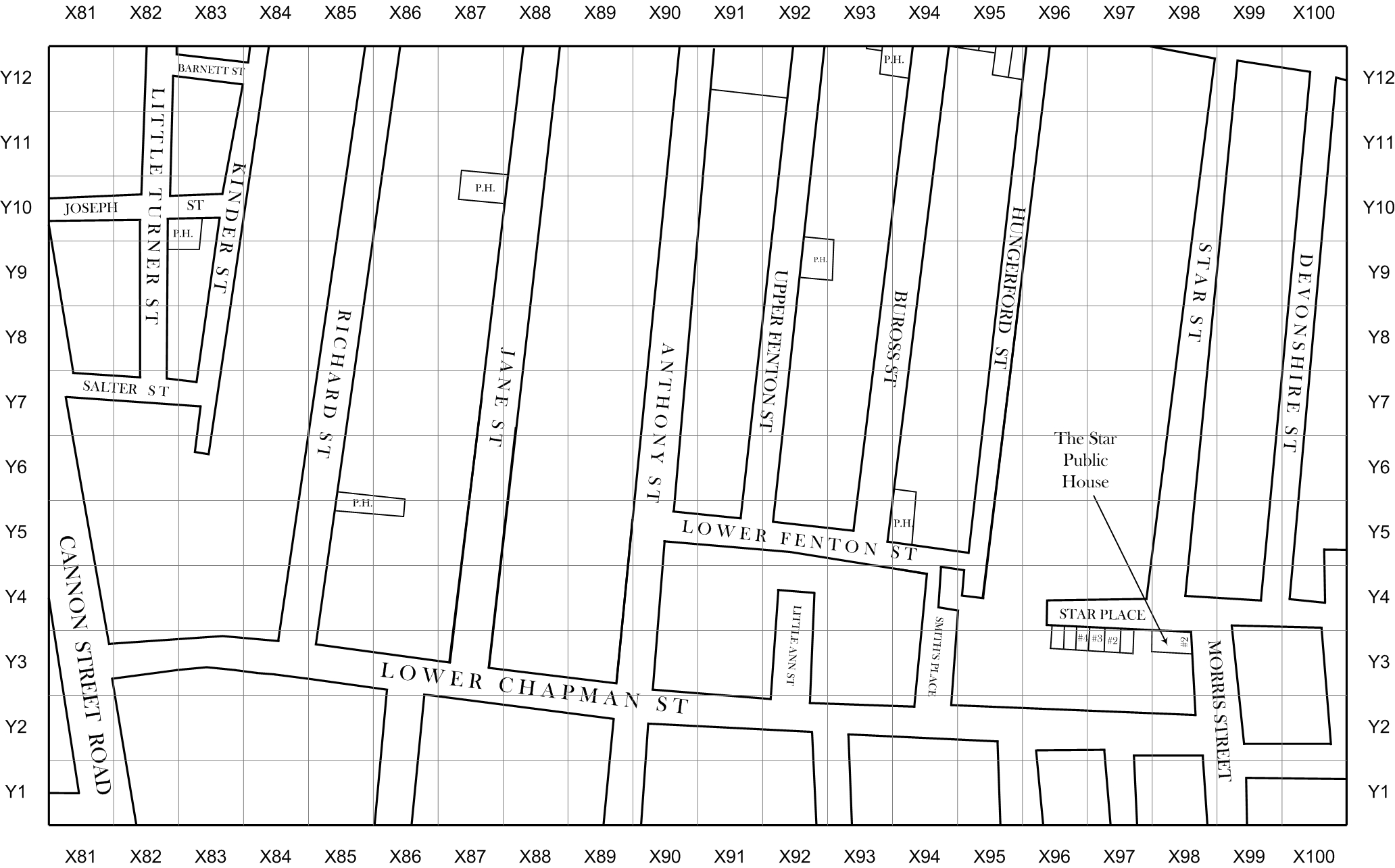 Jack the Ripper map of Spitalfields and Whitechapel 1888 section 25